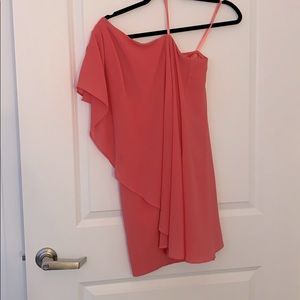 Coral pink off the shoulder dress